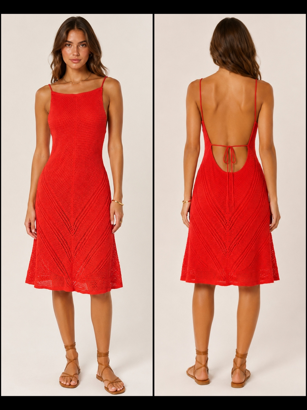 Fashion Nova Womens Red Knit Sleeveless Boho Midi Dress Size L